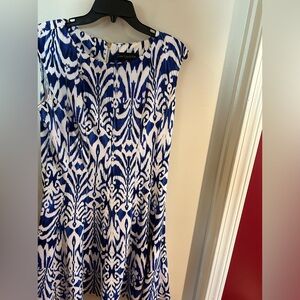 Zara blue and white a line midi dress
